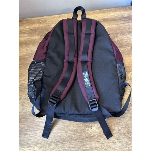 PINK Victoria's Secret Campus Backpack Black Grey Chalk Pink Large Zippered - Picture 2 of 4